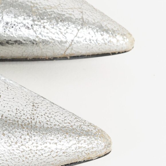 Miu Miu Silver Specchio Crackle Foil Metallic Heels - Picture 7 of 9